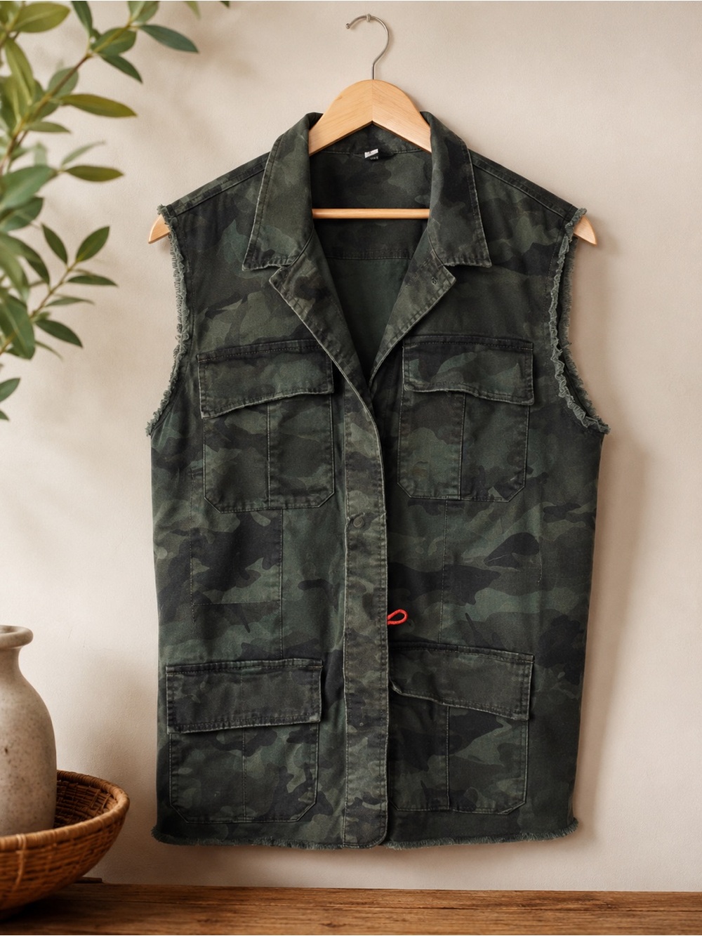 Supplies Women’s Sleeveless Camo Button-Down Shirt Vest - XL